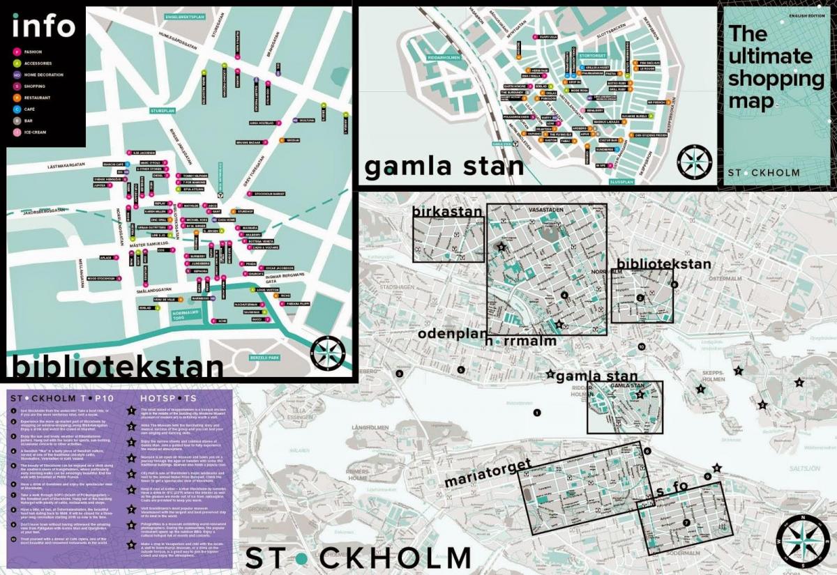 peta Stockholm membeli-belah