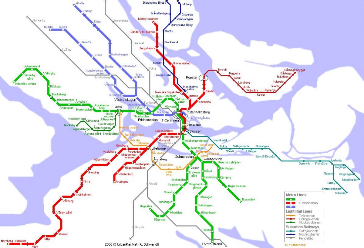peta kereta bawah tanah Stockholm Sweden